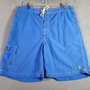 Polo Ralph Lauren Board Shorts Mens L Blue Swim Shorts Pockets Beach Preppy Pool